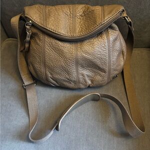 The Sak Deena Tan Pebbled Leather Flap Fold Crossbody Bag